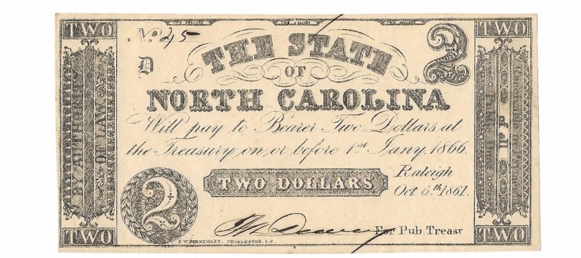 North Carolina, October 6, 1861, $2, Cr. 22