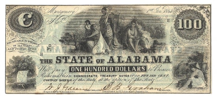 Alabama, January 1, 1864, $100, Cr. 12